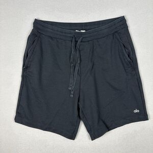Alo Yoga Mens XL Chill Short Black French Terry Sweat Relaxed 8" Inseam Pockets